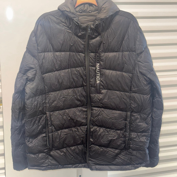 Nautica Black Hooded Puffer Jacket Men's  XL - Picture 1 of 6